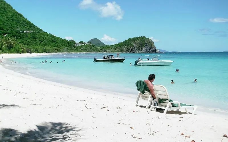 White-sand beach and turquoise water, Tortola