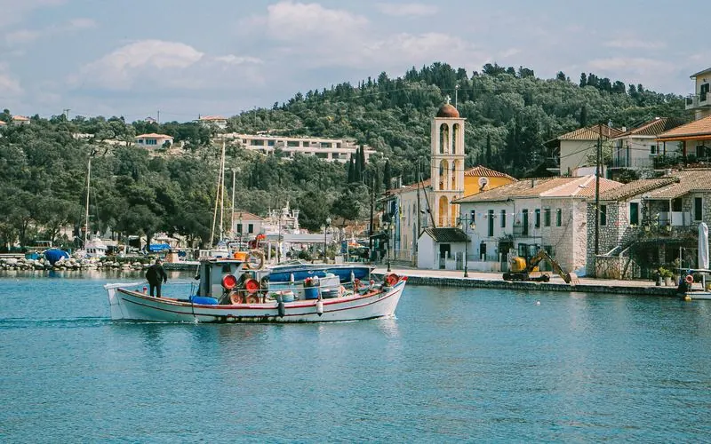 Harbor village on Meganisi, Ionian Greece